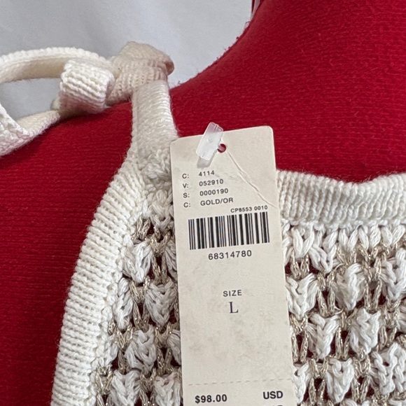 Anthropologie Beige and Cream Patchwork Knit Tank Top LL125 - Picture 7 of 11